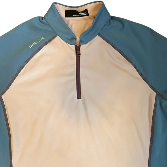 Ralph Lauren RLX Golf Power Stretch Long Sleeve Top, Pink Sand/Channel Blue - Picture 7 of 11